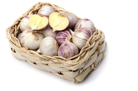 Garlic in box close up Foto stock