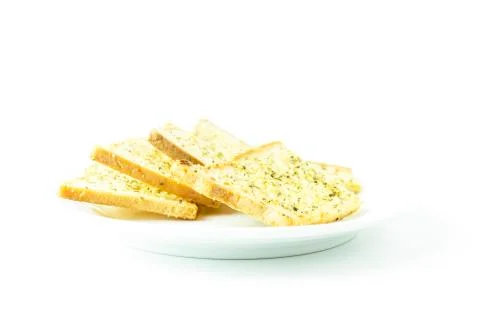 Garlic bread bake crispy snack on plate Stock Photos