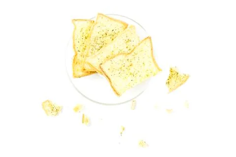Garlic bread bakery bite snack top view Stock Photos