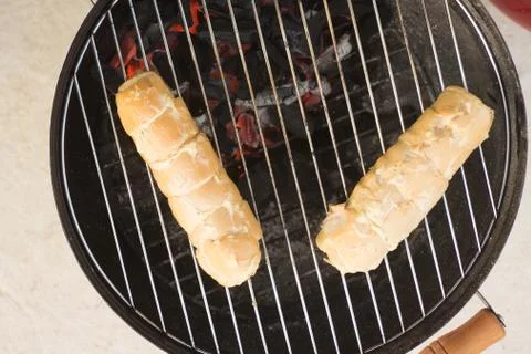 Garlic bread baking Stock Photos