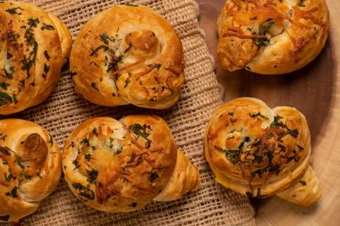 Garlic Bread Buns Stock Photos