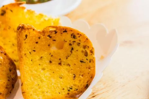 Garlic bread close up Stock Photos