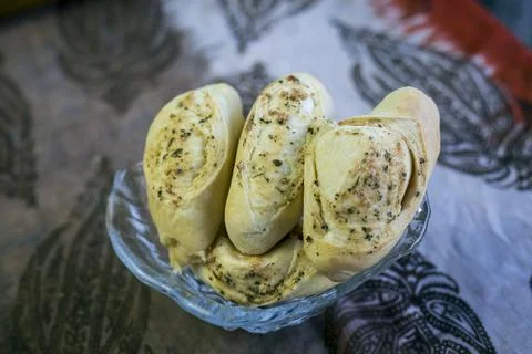 Garlic bread stuffed with cheese Fotos Stock