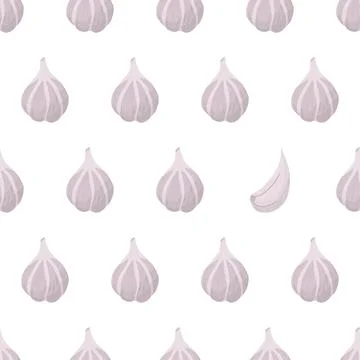 Garlic bulb seamless pattern in cartoon art style with eye catching element of Stock Illustration