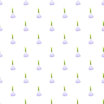 Garlic bulbs seamless pattern creating healthy food background Stock Illustration