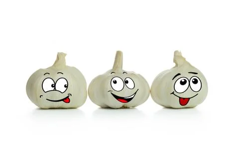 Garlic cartoon characters Stock Illustration