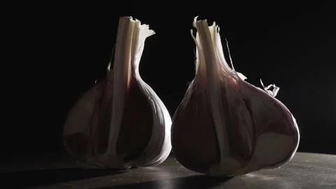 Garlic close up on black background 動画素材 135736508