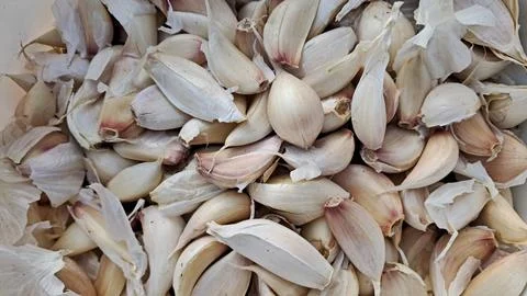 Garlic cloves close-up background Stock Photos