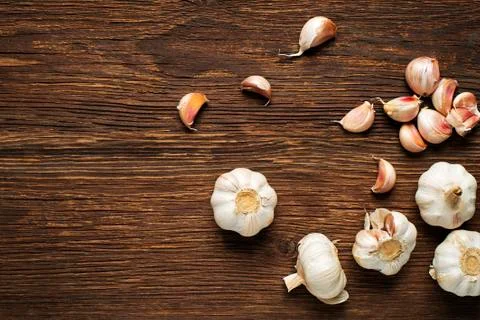 Garlic cloves on the table Stock Photos