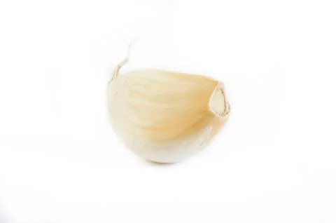 Garlic cloves on white background Foto stock