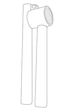 Garlic crusher vector outline. Kitchenware. Stock Illustration