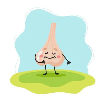 Garlic cute character, vector illustration for kids in cartoon style Illustration