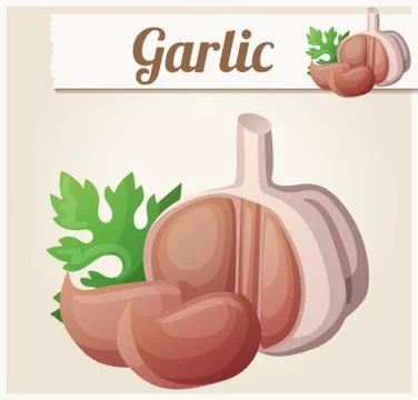 Garlic. Detailed Vector Icon Stock Illustration