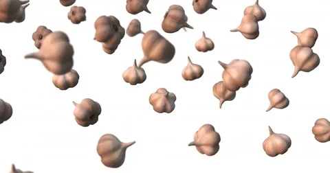 Garlic falling - vegan white background Video stock 82144512