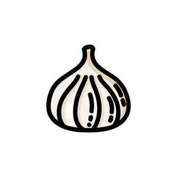 Garlic flat outlined icon. Vector vegetable logo isolated on white background Stock Illustration