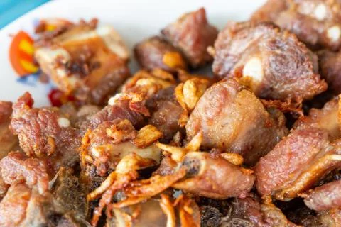 Garlic Fried Pork Stock Photos