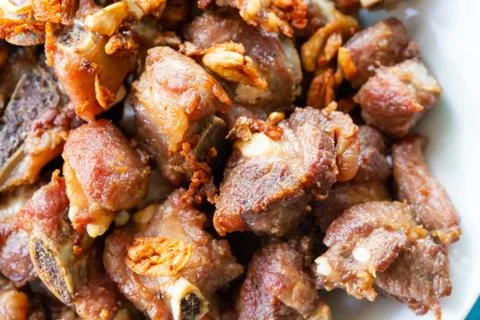 Garlic Fried Pork Stock Photos