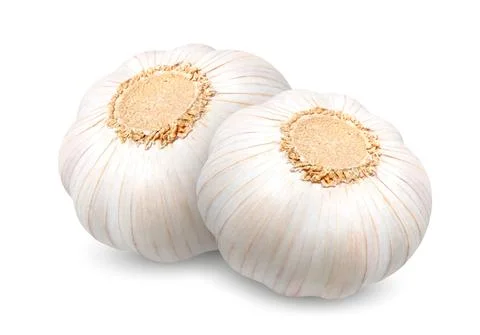 Garlic heads with clove. 3d Vector illustration isolated on white background. Stock Illustration