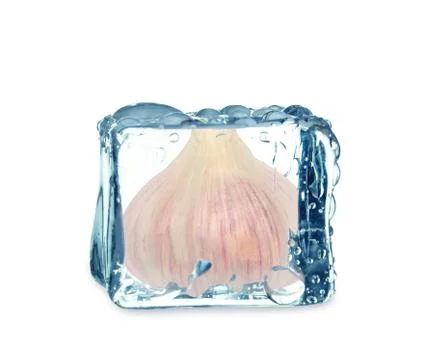 Garlic in the ice cube Stock Illustration