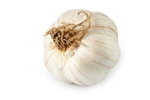 Garlic isolated on white background with path. Stock Photos