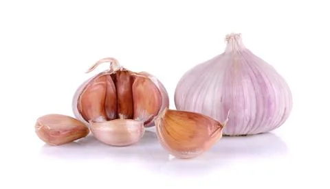 Garlic isolated on the white background Stock Photos