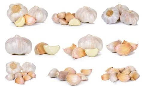 Garlic isolated on the white background Stock Photos