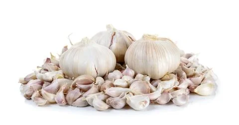 Garlic isolated on the white background Stock Photos
