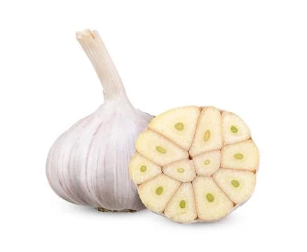 Garlic isolated on white clipping path Stock Photos