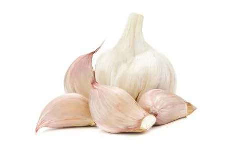 Garlic isolated on white Foto stock
