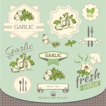Garlic logo set Stock Illustration