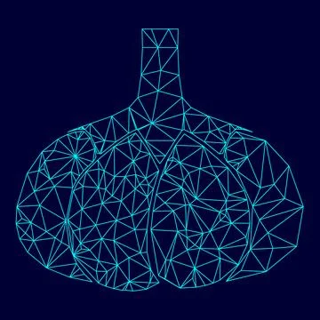 Garlic low poly triangulation triangulated polygonal electric cyan blue vibra Stock Illustration