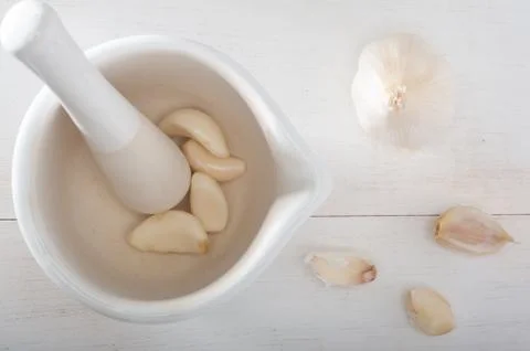 Garlic mortar Stock Photos