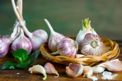 Garlic on old background Stock Photos