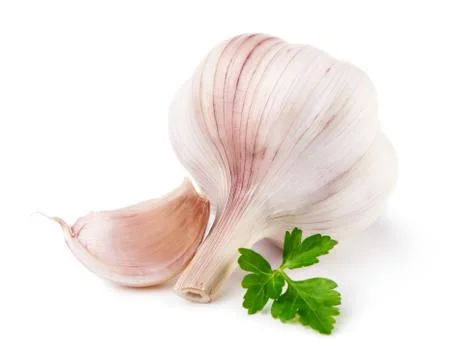 Garlic with parsley Stock Photos
