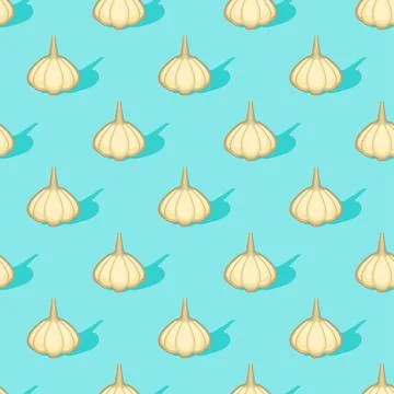 Garlic pattern seamless. Vegetable background. Vegetables texture Stock Illustration