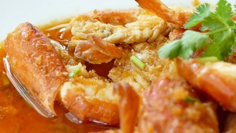 Garlic &amp; Pepper Prawns Stock Footage 76467184