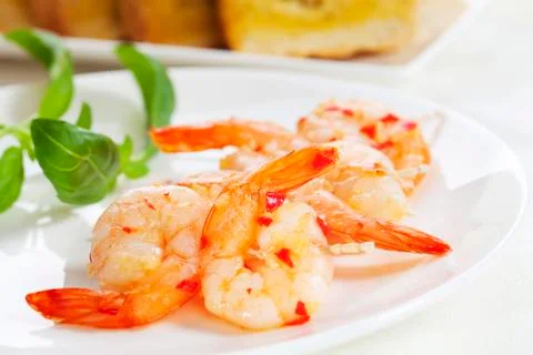 Garlic prawn kebabs Stock Photos