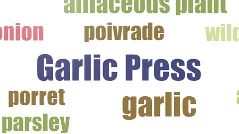 Garlic Press Tag Cloud Animated Isolated On White Stock Footage 103561108