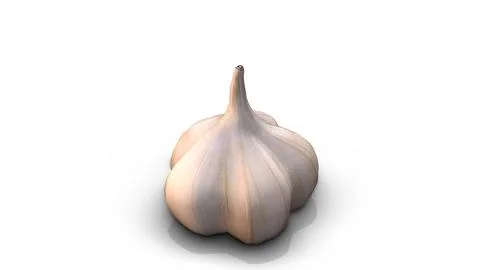 Garlic Rotation on a White Background Stock Illustration