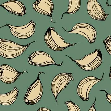 Garlic seamless pattern Illustrazione stock