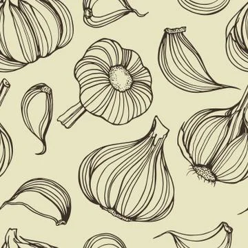Garlic seamless pattern Stock Illustration
