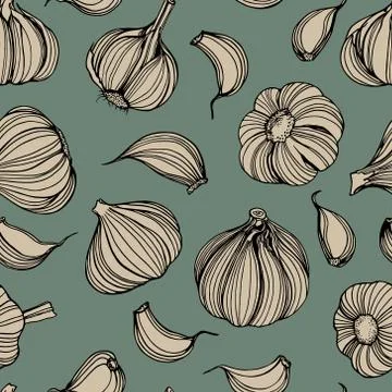 Garlic seamless pattern Stock Illustration