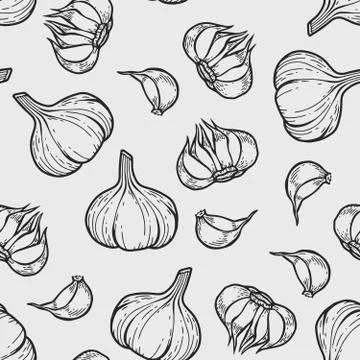 Garlic seamless pattern Stock Illustration