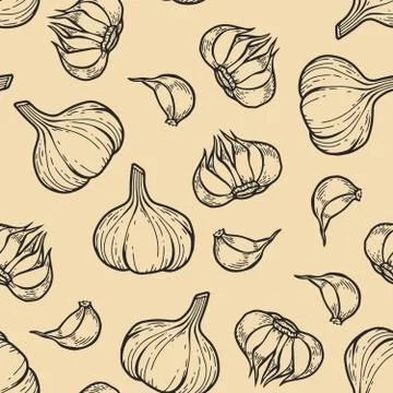 Garlic seamless pattern Stock Illustration