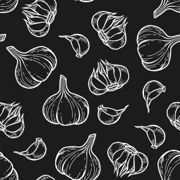 Garlic seamless pattern Stock Illustration