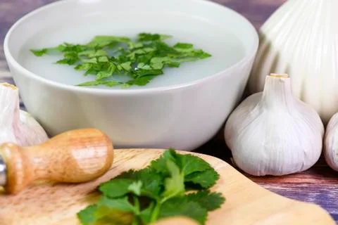 Garlic soup Stock Photos