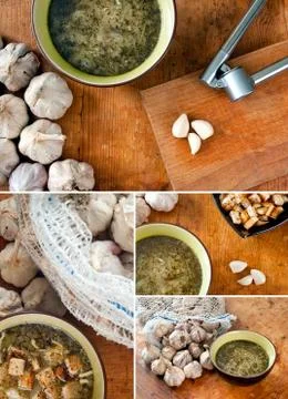 Garlic soup set Stock Photos