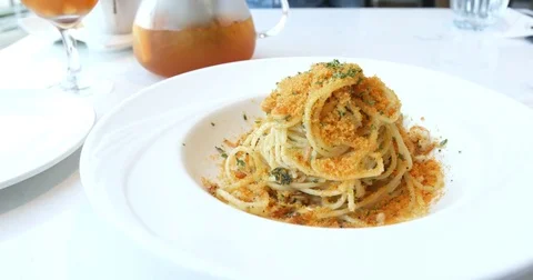 Garlic spaghetti dish Stock Footage 82240075