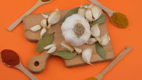 Garlic spice rotate Stock Footage 246128613