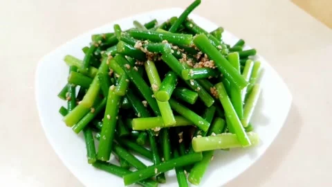 Garlic stems Stock Footage 205419283